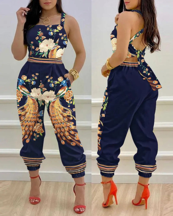 SC Plus Size Fashion Print Jumpsuit GSRX-9007