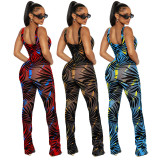 SC Printed Mesh See-through Sexy Jumpsuit ME-8289