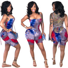 SC Sexy Print Backless Tie Up Tight Rompers YN-88900
