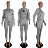SC Solid Color Pullover Hooded Sweatshirt And Pants Two Piece Set LUO-3669