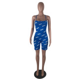 SC Sexy Print Backless Tie Up Tight Rompers YN-88900
