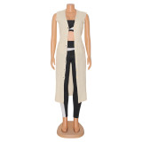 SC Fashion Sleeveless Single Breasted Long Sweater GOSD-6832
