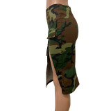 SC Pocket Camouflage Sexy Split Skirt LSD-83183