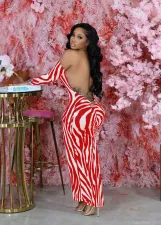SC Plus Size Sexy Backless Striped Maxi Dress WAF-77531