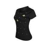 SC Plus Size Solid Beaded T-Shirt PIN-8734