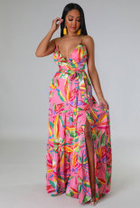 SC Sexy Backless Print Maxi Dress XHXF-345