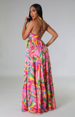 SC Sexy Backless Print Maxi Dress XHXF-345