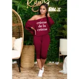 SC Plus Size Casual Letter Print Two Piece Pants Set HGL-2010