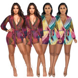 SC Deep V-neck Printed Sexy Rompers ME-8290