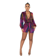 SC Deep V-neck Printed Sexy Rompers ME-8290