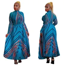 SC Print Long Sleeve Long Skirt Two Piece Set YF-10389
