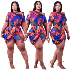 SC Plus Size Fashion Casual Print Mini Dress NNWF-3054