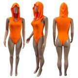 SC Sexy Sleeveless Tight Hooded Solid Color Bodysuit ML-7501
