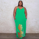 SC Plus Size Printed Sling Fashion Loose Maxi Dress WAF-77208226