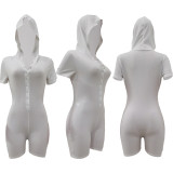 SC Casual Solid Single Breasted Hooded Rompers JRF-279