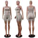 SC Fashion Solid Vest Shorts Two Piece Set WY-86720