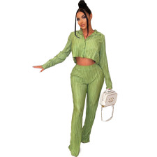 SC Solid Color Shirt And Pants Two Piece Set BN-9408