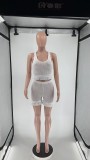 SC Solid Color Tassel Vest Shorts Two Piece Set BN-9406