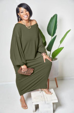 SC Plus Size Solid Long Sleeve Maxi Dress FS-10126