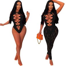 SC Sexy Hollow Bodysuits And Pants Two Piece Set FST-7300