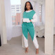 SC Contrast Hooded Top And Pants Two Piece Set CM-8668