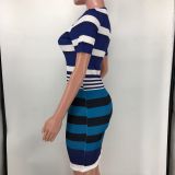 SC Stripe Color Block Slim Mini Dress XMY-9402