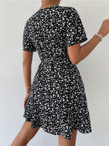 SC Casual V Neck Tie Up Print Dress FSXF-F390