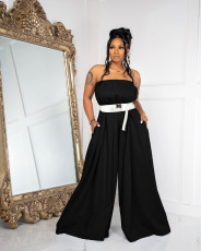 SC Sexy Wrap Chest Wide Leg Jumpsuit(With Waist Belt) XHSY-19550