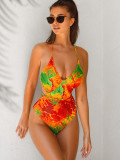 SC Tie Dye Print Sexy One Piece Swimsuit CASF-6535