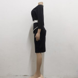 SC Fashion Elegant 3/4 Sleeve Midi Dress SMR-11491