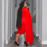 SC Plus Size Sexy Slash Shoulder Shawl Sleeve Two Piece Skirts Set NNWF-7810