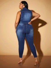 SC Casual Denim Sleeveless Button Jumpsuit LX-6951