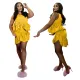 SC Solid Color Sleeveless Top Fungus Edge Skirt Two Piece Set YF-10436
