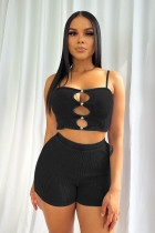 SC Sexy Sling Hollow Out Vest And Shorts Two Piece Set ME-8311