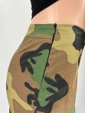 SC Plus Size Fashion Camouflage Print Culottes CH-23022