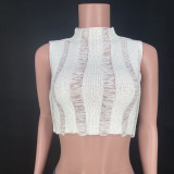 SC Sexy Hollow Out Sleeveless Crop Tops MDF-5355