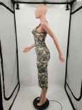 SC Camo Print Sleeveless Midi Dress(Without Hat) XMF-247