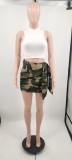 SC Camo Print Waist Belt Mini Skirt XMF-241