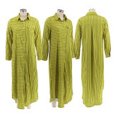 SC Long Sleeve Striped Printed Loose Casual Long Dress SFY-2301