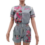 SC Fashion Sports Short Sleeve Baseball Coat Shorts Suit TK-6281