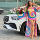 SC Casual Print Long Coat And Sling Dress 2 Piece Set FSXF-F501