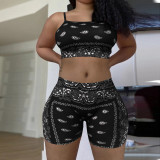SC Sexy Print Sling Vest And Shorts Two Piece Set GLF-08072