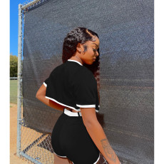 SC Plus Size Fashion Sports Short Sleeve Baseball Coat Shorts Suit SHA-80006