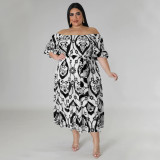 SC Plus Size Casual Print Tie Up Maxi Dress NNWF-7802