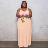 SC Plus Size Print Loose Sling Maxi Dress WAF-7208270