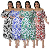 SC Plus Size Casual Print Tie Up Maxi Dress NNWF-7802