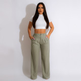 SC Fashion Solid Color Loose Straight Pants YS-S845