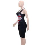 SC Print Sleeveless Midi Dress SH-390475