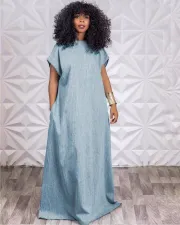 SC Loose Deep V Backless Maxi Dress MEM-88475
