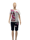 SC Fashion Print T Shirt Shorts 2 Piece Set MTY-6717